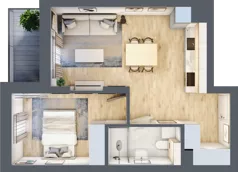 2 pokoje, mieszkanie 40,57 m², piętro 2, oferta nr 107, Nove Diamentowe, Konin, Osiedle Władysława Sikorskiego, ul. Topazowa 28