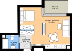 1 pokój, mieszkanie 34,77 m², piętro 4, oferta nr B.4.82, Wyspiański Apartamenty, Żyrardów, ul. Wyspiańskiego 8