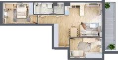 3 pokoje, mieszkanie 62,67 m², piętro 3, oferta nr C.2.114, Wyspiański Apartamenty, Żyrardów, ul. Wyspiańskiego 8
