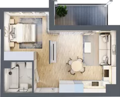 1 pokój, mieszkanie 36,24 m², piętro 1, oferta nr A.1.12, Wyspiański Apartamenty, Żyrardów, ul. Wyspiańskiego 8