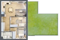 3 pokoje, mieszkanie 54,93 m², parter, oferta nr D.0.135, Wyspiański Apartamenty, Żyrardów, ul. Wyspiańskiego 8