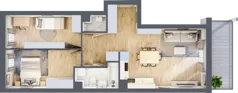 3 pokoje, mieszkanie 58,58 m², piętro 2, oferta nr A.2.21, Wyspiański Apartamenty, Żyrardów, ul. Wyspiańskiego 8