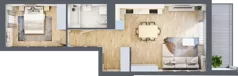 2 pokoje, mieszkanie 47,74 m², piętro 1, oferta nr D.1.143, Wyspiański Apartamenty, Żyrardów, ul. Wyspiańskiego 8