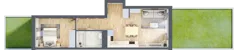 2 pokoje, mieszkanie 44,43 m², parter, oferta nr B.0.45, Wyspiański Apartamenty, Żyrardów, ul. Wyspiańskiego 8