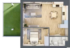 2 pokoje, mieszkanie 44,27 m², parter, oferta nr B.0.48, Wyspiański Apartamenty, Żyrardów, ul. Wyspiańskiego 8
