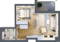 1 pokój, mieszkanie 34,77 m², piętro 1, oferta nr B.1.53, Wyspiański Apartamenty, Żyrardów, ul. Wyspiańskiego 8