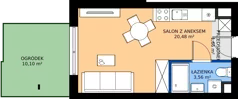 1 pokój, mieszkanie 25,70 m², parter, oferta nr B.0.47, Wyspiański Apartamenty, Żyrardów, ul. Wyspiańskiego 8