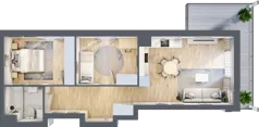 3 pokoje, mieszkanie 56,10 m², piętro 1, oferta nr A.1.09, Wyspiański Apartamenty, Żyrardów, ul. Wyspiańskiego 8