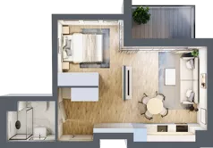 1 pokój, mieszkanie 34,77 m², piętro 2, oferta nr B.2.63, Wyspiański Apartamenty, Żyrardów, ul. Wyspiańskiego 8