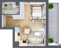 1 pokój, mieszkanie 31,92 m², piętro 1, oferta nr B.1.59, Wyspiański Apartamenty, Żyrardów, ul. Wyspiańskiego 8