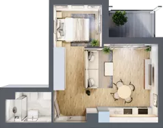 1 pokój, mieszkanie 33,45 m², piętro 1, oferta nr C.1.99, Wyspiański Apartamenty, Żyrardów, ul. Wyspiańskiego 8