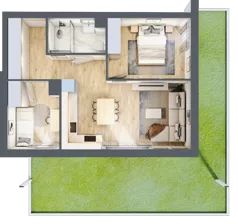 3 pokoje, mieszkanie 50,43 m², parter, oferta nr D.0.136, Wyspiański Apartamenty, Żyrardów, ul. Wyspiańskiego 8