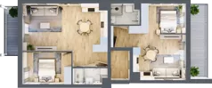 3 pokoje, mieszkanie 79,43 m², piętro 2, oferta nr B.2.68, Wyspiański Apartamenty, Żyrardów, ul. Wyspiańskiego 8