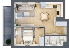 2 pokoje, mieszkanie 36,66 m², piętro 4, oferta nr C.4.130, Wyspiański Apartamenty, Żyrardów, ul. Wyspiańskiego 8