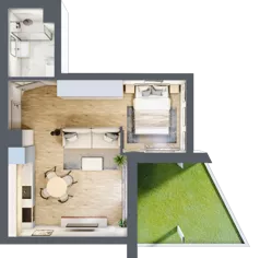 1 pokój, mieszkanie 33,45 m², parter, oferta nr C.0.91, Wyspiański Apartamenty, Żyrardów, ul. Wyspiańskiego 8