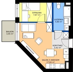 2 pokoje, mieszkanie 34,33 m², piętro 2, oferta nr 51, Apartamenty Sobieskiego, Skierniewice,  ul. Jana III Sobieskiego 5A