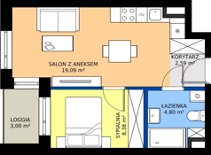2 pokoje, mieszkanie 34,86 m², piętro 1, oferta nr 6, Apartamenty Sobieskiego, Skierniewice,  ul. Jana III Sobieskiego 5A