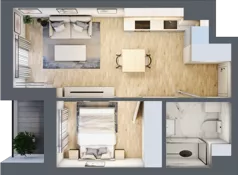 2 pokoje, mieszkanie 34,86 m², piętro 1, oferta nr 6, Apartamenty Sobieskiego, Skierniewice,  ul. Jana III Sobieskiego 5A