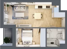 2 pokoje, mieszkanie 34,85 m², piętro 1, oferta nr 5, Apartamenty Sobieskiego, Skierniewice,  ul. Jana III Sobieskiego 5A