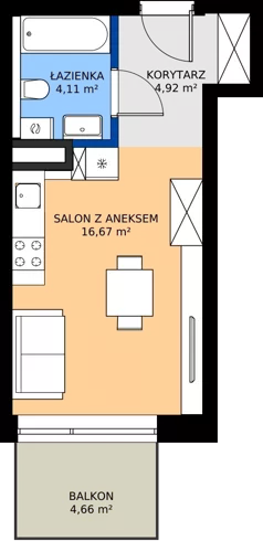 1 pokój, mieszkanie 25,70 m², piętro 4, oferta nr C54, Daszyńskiego Square etap II, Mińsk Mazowiecki, ul. Ignacego Daszyńskiego