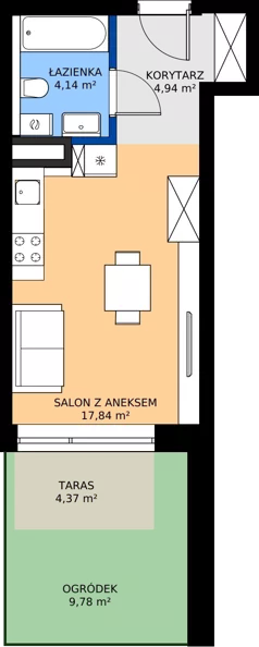 1 pokój, mieszkanie 26,92 m², parter, oferta nr C2, Daszyńskiego Square etap II, Mińsk Mazowiecki, ul. Ignacego Daszyńskiego