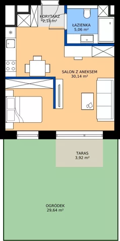 2 pokoje, mieszkanie 35,72 m², piętro 4, oferta nr C61, Daszyńskiego Square etap II, Mińsk Mazowiecki, ul. Ignacego Daszyńskiego