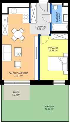 2 pokoje, mieszkanie 47,07 m², parter, oferta nr C3, Daszyńskiego Square etap II, Mińsk Mazowiecki, ul. Ignacego Daszyńskiego