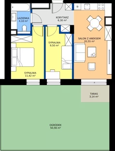 3 pokoje, mieszkanie 51,87 m², parter, oferta nr C1, Daszyńskiego Square etap II, Mińsk Mazowiecki, ul. Ignacego Daszyńskiego