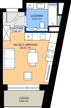 1 pokój, mieszkanie 25,03 m², piętro 4, oferta nr D107, Daszyńskiego Square etap II, Mińsk Mazowiecki, ul. Ignacego Daszyńskiego
