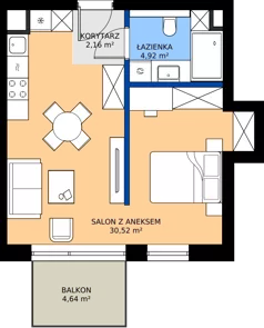 2 pokoje, mieszkanie 37,60 m², piętro 4, oferta nr D104, Daszyńskiego Square etap II, Mińsk Mazowiecki, ul. Ignacego Daszyńskiego