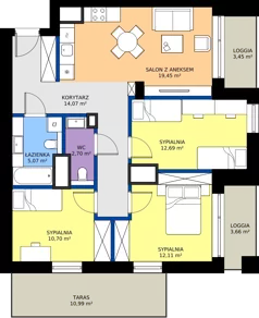 4 pokoje, mieszkanie 76,79 m², piętro 3, oferta nr D101, Daszyńskiego Square etap II, Mińsk Mazowiecki, ul. Ignacego Daszyńskiego