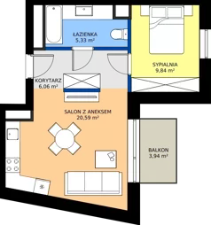 2 pokoje, mieszkanie 41,82 m², piętro 2, oferta nr D83, Daszyńskiego Square etap II, Mińsk Mazowiecki, ul. Ignacego Daszyńskiego