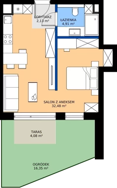 2 pokoje, mieszkanie 35,72 m², piętro 4, oferta nr C61, Daszyńskiego Square etap II, Mińsk Mazowiecki, ul. Ignacego Daszyńskiego