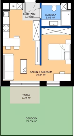 2 pokoje, mieszkanie 35,72 m², piętro 4, oferta nr C61, Daszyńskiego Square etap II, Mińsk Mazowiecki, ul. Ignacego Daszyńskiego