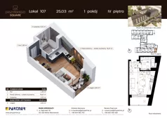 1 pokój, mieszkanie 25,03 m², piętro 4, oferta nr D107, Daszyńskiego Square etap II, Mińsk Mazowiecki, ul. Ignacego Daszyńskiego