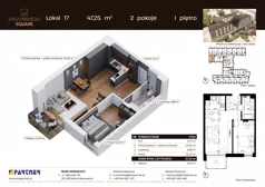 2 pokoje, mieszkanie 47,25 m², piętro 1, oferta nr C17, Daszyńskiego Square etap II, Mińsk Mazowiecki, ul. Ignacego Daszyńskiego
