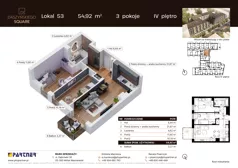 3 pokoje, mieszkanie 54,92 m², piętro 4, oferta nr C53, Daszyńskiego Square etap II, Mińsk Mazowiecki, ul. Ignacego Daszyńskiego
