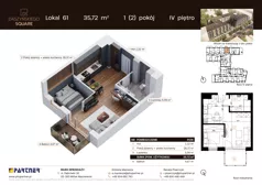 2 pokoje, mieszkanie 35,72 m², piętro 4, oferta nr C61, Daszyńskiego Square etap II, Mińsk Mazowiecki, ul. Ignacego Daszyńskiego
