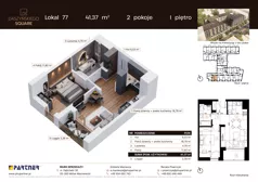 2 pokoje, mieszkanie 41,37 m², piętro 1, oferta nr D77, Daszyńskiego Square etap II, Mińsk Mazowiecki, ul. Ignacego Daszyńskiego