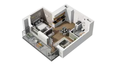 1 pokój, mieszkanie 34,89 m², piętro 1, oferta nr B2/14, Locus 2 - etap II, Rumia, Janowo, ul. Dąbrowskiego