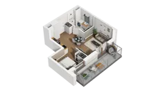 1 pokój, mieszkanie 34,89 m², piętro 1, oferta nr B2/14, Locus 2 - etap II, Rumia, Janowo, ul. Dąbrowskiego