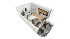 1 pokój, mieszkanie 29,41 m², piętro 3, oferta nr A/40, Esencja, Gdańsk, Śródmieście, Dolne Miasto, ul. Kamienna Grobla / Jałmużnicza