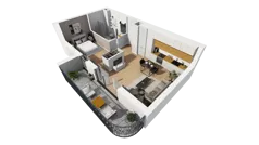 1 pokój, mieszkanie 44,40 m², piętro 1, oferta nr A/66, Esencja, Gdańsk, Śródmieście, Dolne Miasto, ul. Kamienna Grobla / Jałmużnicza