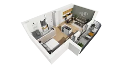 1 pokój, mieszkanie 44,40 m², piętro 1, oferta nr A/66, Esencja, Gdańsk, Śródmieście, Dolne Miasto, ul. Kamienna Grobla / Jałmużnicza