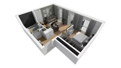 1 pokój, mieszkanie 40,39 m², piętro 3, oferta nr A/92, Esencja, Gdańsk, Śródmieście, Dolne Miasto, ul. Kamienna Grobla / Jałmużnicza