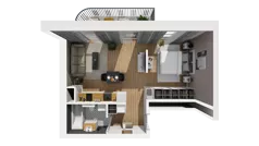 1 pokój, mieszkanie 40,43 m², piętro 4, oferta nr A/101, Esencja, Gdańsk, Śródmieście, Dolne Miasto, ul. Kamienna Grobla / Jałmużnicza