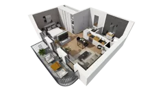 1 pokój, mieszkanie 40,43 m², piętro 4, oferta nr A/101, Esencja, Gdańsk, Śródmieście, Dolne Miasto, ul. Kamienna Grobla / Jałmużnicza