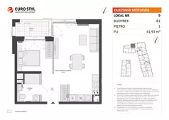 1 pokój, mieszkanie 41,91 m², piętro 1, oferta nr B1/9, Zajezdnia Motława, Gdańsk, Śródmieście, Dolne Miasto, ul. Kurza