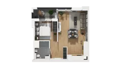 1 pokój, mieszkanie 41,91 m², piętro 1, oferta nr B1/9, Zajezdnia Motława, Gdańsk, Śródmieście, Dolne Miasto, ul. Kurza