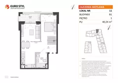 1 pokój, mieszkanie 40,24 m², piętro 1, oferta nr B1/11, Zajezdnia Motława, Gdańsk, Śródmieście, Dolne Miasto, ul. Kurza